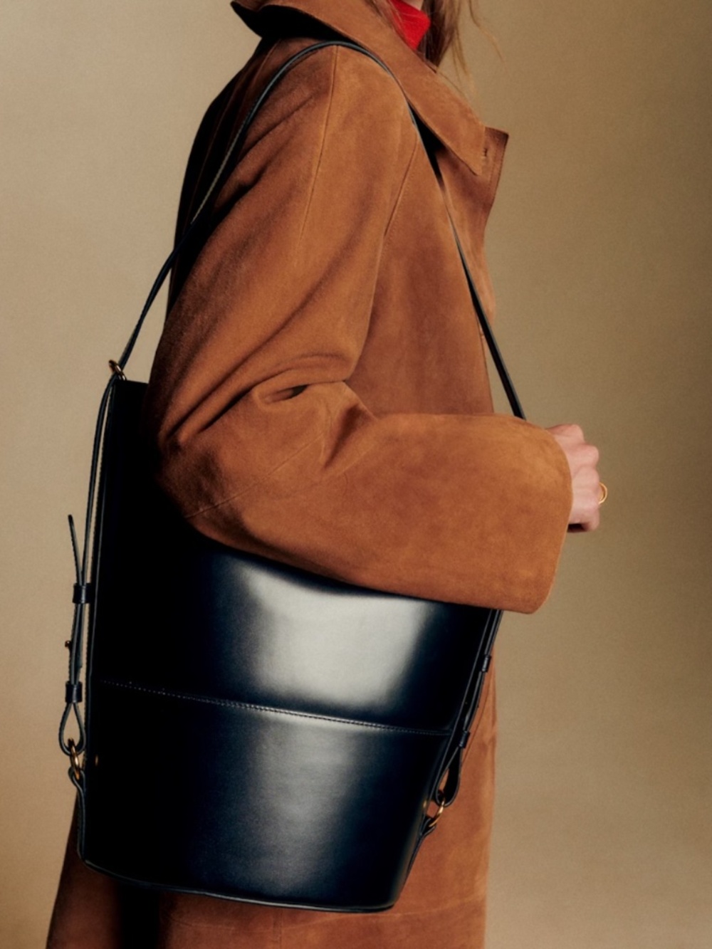 Sezane Gary Maxi Bag Glossy Black - Size TU